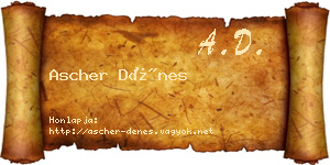 Ascher Dénes névjegykártya
